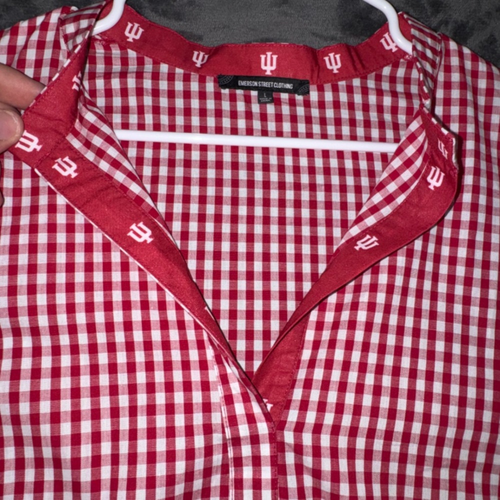 NWT Womens Large Emerson Street Indiana University Hoosiers Top Gingham Blouse - Picture 3 of 10